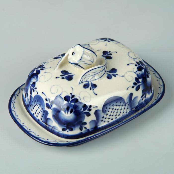 Маслёнка «Тюльпан», 16х10,5х10 см, гжель Маслёнка «Тюльпан», 16х10,5х10 см, гжель