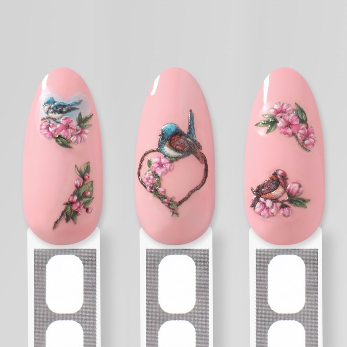 Наклейки для ногтей «Романтика», объёмные, цвет розовый/серый Наклейки для ногтей «Романтика», объёмные, цвет розовый/серый