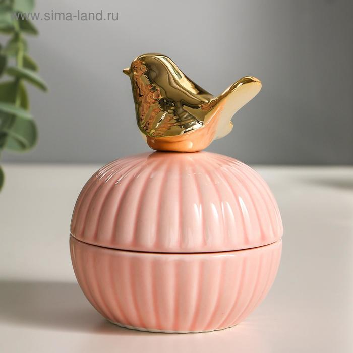 Шкатулка керамика Шкатулка керамика "Золотой воробушек" 10х8х8 см