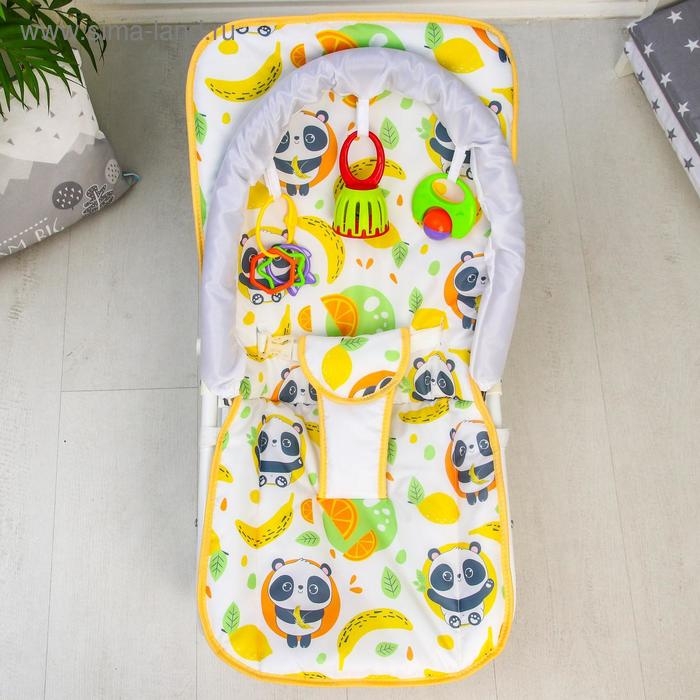 Шезлонг - качалка для новорождённых «Панда», игровая дуга, игрушки МИКС Шезлонг - качалка для новорождённых «Панда», игровая дуга, игрушки МИКС