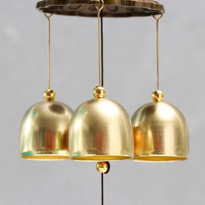 Музыка ветра металл Музыка ветра металл "Монета со слонами" 3 колокольчика 1 фигурка 38 см МИКС