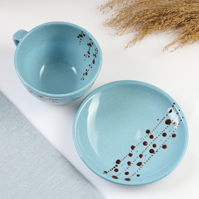 Чайная пара "Подарочная" 0,3л / 16см, блюз