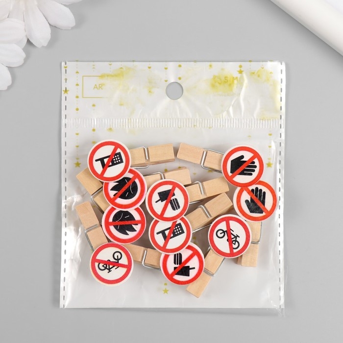 Декор для творчества дерево "Запрещающие знаки" набор 10 шт 1,9х4,2 см