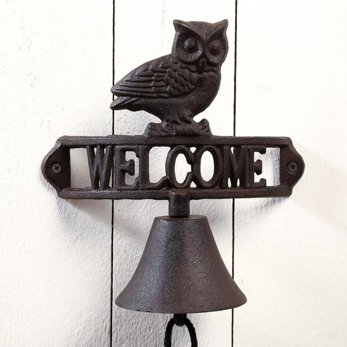 Колокол сувенирный металл  Колокол сувенирный металл "Филин. Welcome" 22х21х12 см