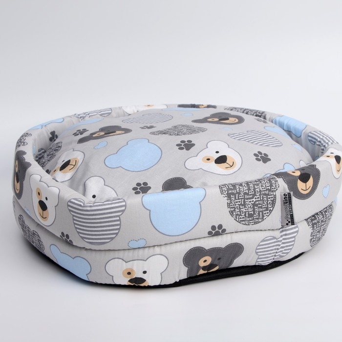 Лежанка круглая LOWCOST СТМ-30, 40 х 40 х 12, поплин,  Лежанка круглая LOWCOST СТМ-30, 40 х 40 х 12, поплин, "медведи"