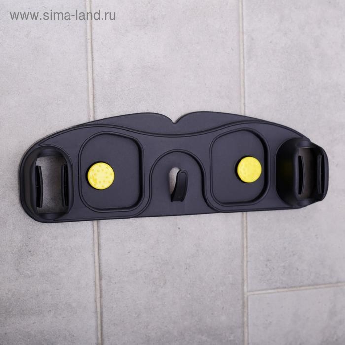 Держатель для швабр, 30×10×5 см, на липучке, с крючком, цвет МИКС Держатель для швабр, 30×10×5 см, на липучке, с крючком, цвет МИКС