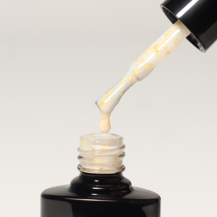 Гель лак для ногтей, «MILK POTAL», 3-х фазный, 8мл, LED/UV, цвет белый/золотистый (02)