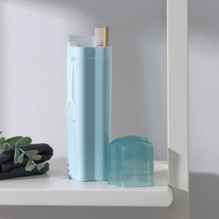 Футляр для зубной щётки и пасты Доляна «Звезда», 20,5×5,5 см, цвет голубой Футляр для зубной щётки и пасты Доляна «Звезда», 20,5×5,5 см, цвет голубой