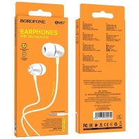 Наушники Borofone BM57 Platinum, вакуумные, микрофон, Jack 3.5 мм, кабель 1.2 м, серые