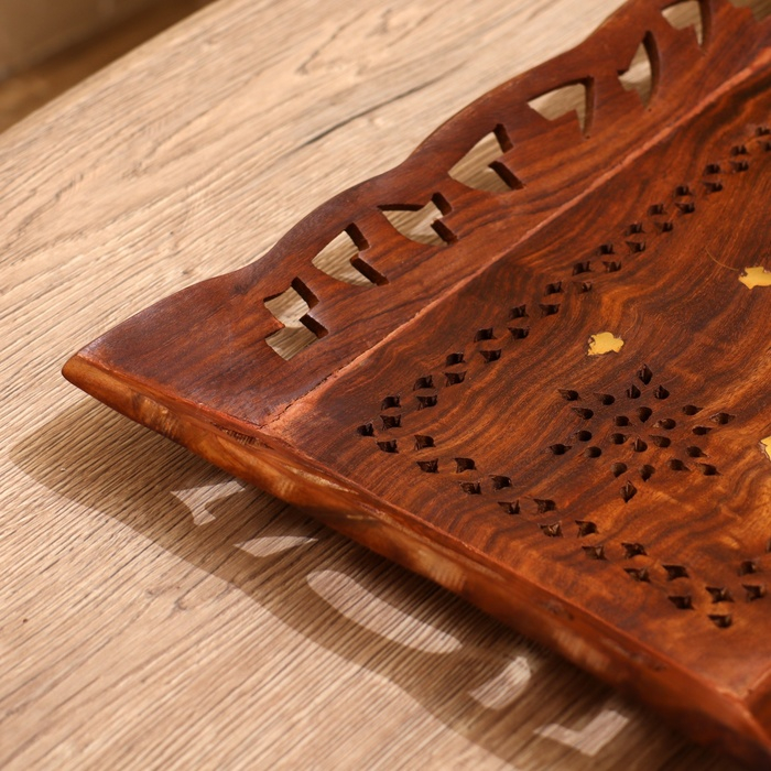 Поднос дерево Поднос дерево "Резной" 25х37х4 см МИКС