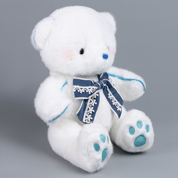 Мягкая игрушка «Мишка с жемчугом», с бантиком, 25 см, цвет голубой Мягкая игрушка «Мишка с жемчугом», с бантиком, 25 см, цвет голубой