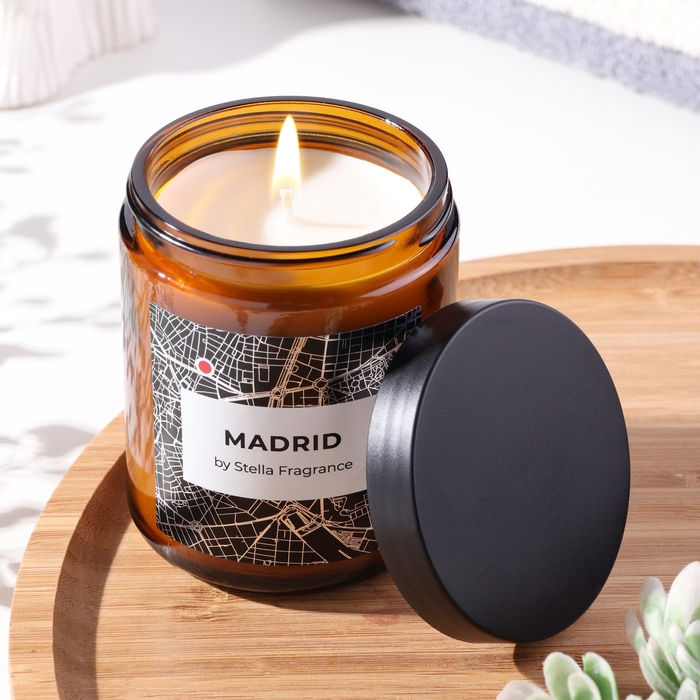 Свеча ароматическая в банке  Свеча ароматическая в банке "MADRID", кедр, мускус, 250 г
