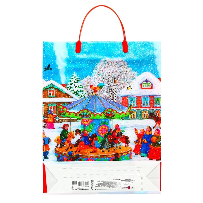 Пакет подарочный мягкий пластик Пакет подарочный мягкий пластик "Ёлка с украшениями" 140 мкм Сумка 40 х 30 х 9 см