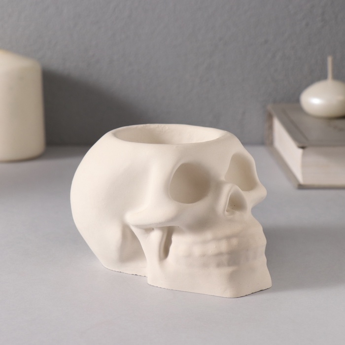 Подсвечник  Подсвечник "Череп " 7*10см белый