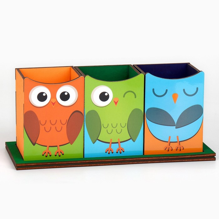Органайзер для канцелярии тройной, на подставке «Сова», 6,5 х 6,3 х 9,2 см Органайзер для канцелярии тройной, на подставке «Сова», 6,5 х 6,3 х 9,2 см