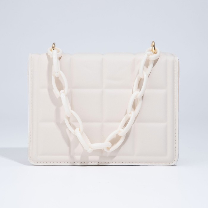 Сумка женская мессенджер из искусственной кожи с цепью, 14×20 см, цвет молочный Сумка женская мессенджер из искусственной кожи с цепью, 14×20 см, цвет молочный