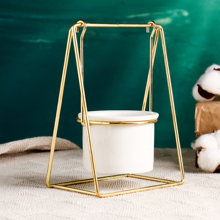 Кашпо Кашпо "Качели" на золотой подставке, 16,5х12,5х8см
