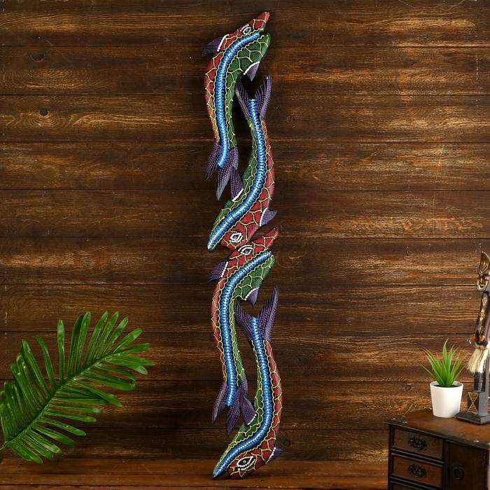 Панно  Панно "Дельфины" дерево 100х15х1,5 см МИКС