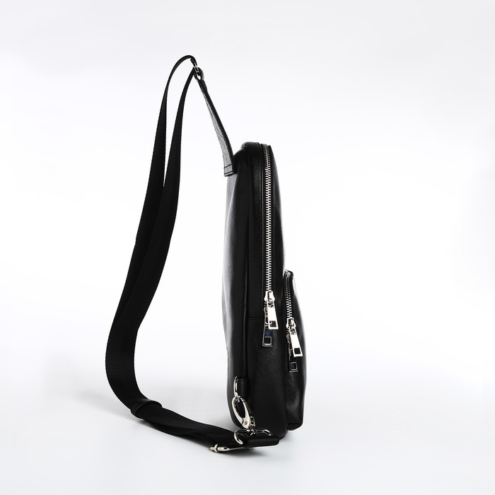Сумка - слинг, TEXTURA, натуральная кожа, цвет чёрный Сумка - слинг, TEXTURA, натуральная кожа, цвет чёрный
