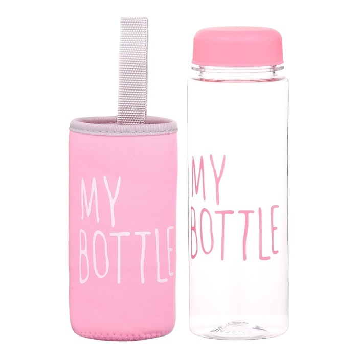 Бутылка для воды, 500 мл, My bottle, 19.5 х 6 см, чехол в комплекте, розовая Бутылка для воды, 500 мл, My bottle, 19.5 х 6 см, чехол в комплекте, розовая