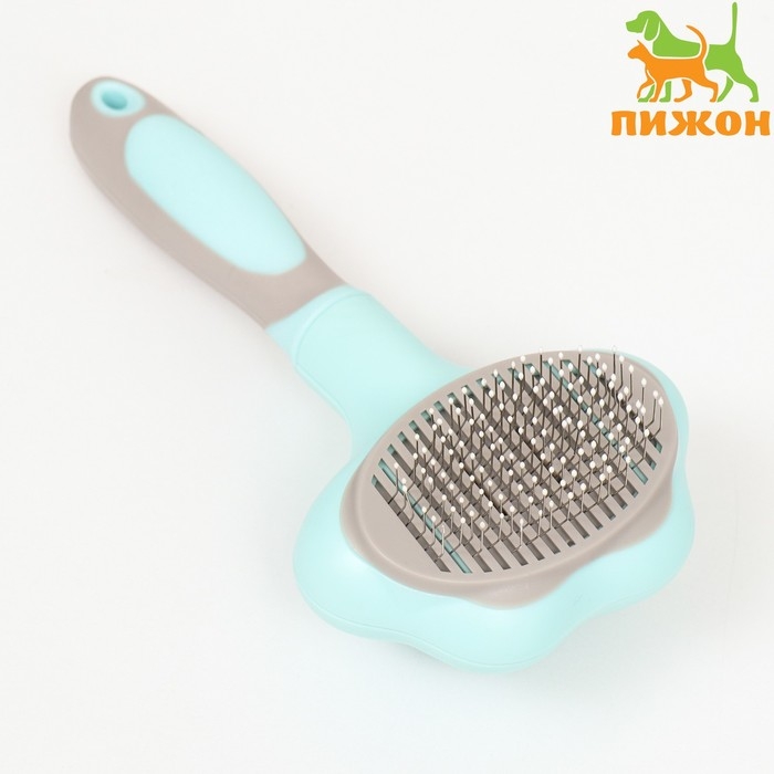 Пуходёрка пластиковая с функцией самоочистки, 9 х 18,5 см, бирюзовая Пуходёрка пластиковая с функцией самоочистки, 9 х 18,5 см, бирюзовая