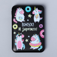 Наушники, маска для сна и зарядное устройство 5000 mAh м. PB-05 «Единорог», 20,5 х 16,5 см.