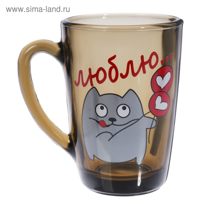 Кружка стеклянная &laquo;Люблю&raquo;, 300 мл, рисунок МИКС