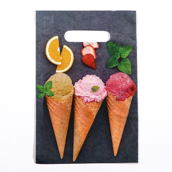 Пакет Пакет "Мороженое", полиэтиленовый с вырубной ручкой, 20х30 см, 30 мкм набор 20 штук