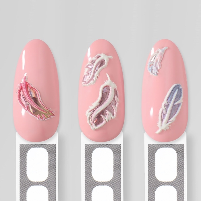 Наклейки для ногтей «Пёрышки», объёмные, разноцветные/голографический Наклейки для ногтей «Пёрышки», объёмные, разноцветные/голографический