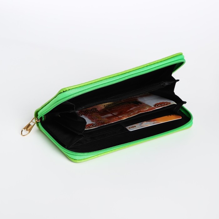 Кошелёк женский на молнии, цвет зелёный Кошелёк женский на молнии, цвет зелёный