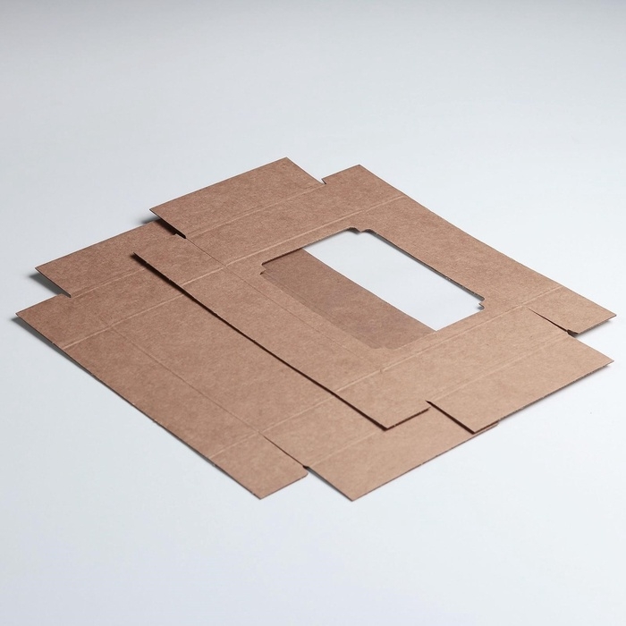 Коробка сборная без печати крышка-дно бурая с окном 18 х 15 х 5 см, набор 5 шт. Коробка сборная без печати крышка-дно бурая с окном 18 х 15 х 5 см, набор 5 шт.