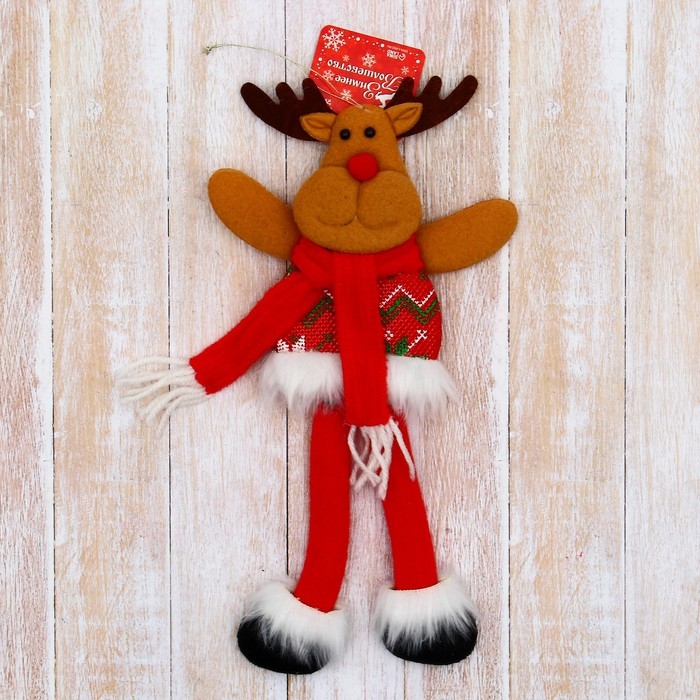 Мягкая подвеска Мягкая подвеска "Олень в костюмчике с орнаментом, длинные ножки" 8х24 см, красный