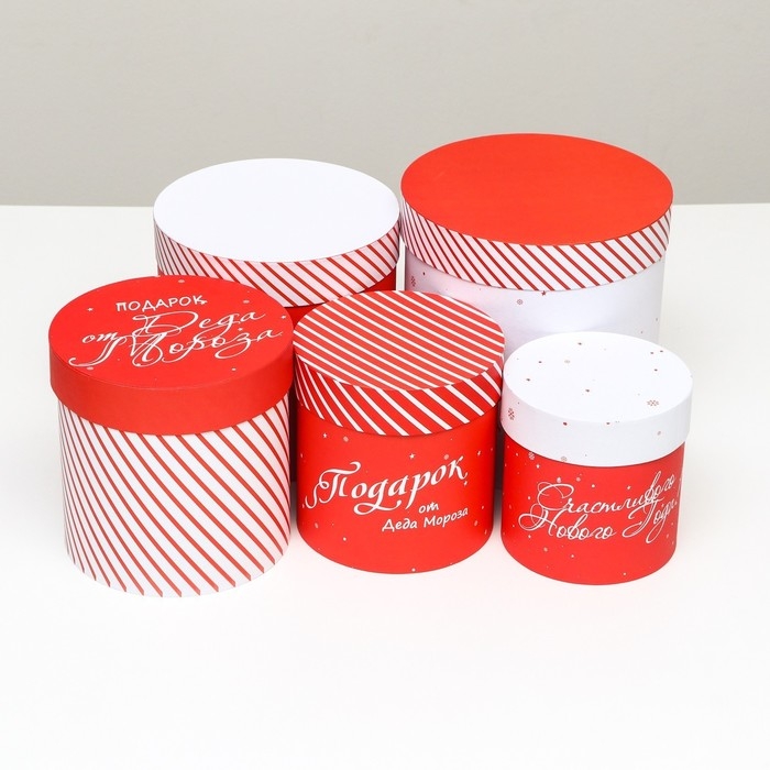 Набор шляпных коробок 5 в 1 Набор шляпных коробок 5 в 1 "Подарок под Ёлку", 20 х 20- 15 х 15 см