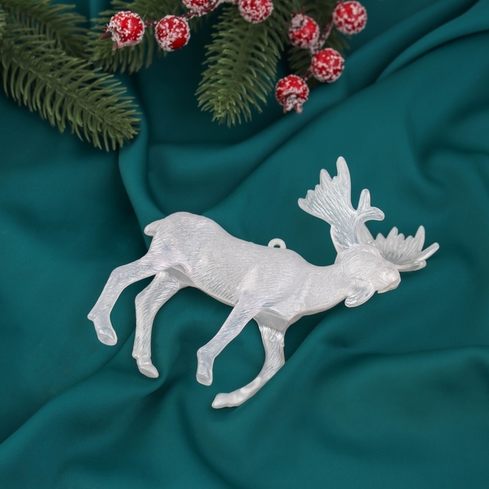 Украшение ёлочное Украшение ёлочное "Олень перелив" 12х11,5 см, белый