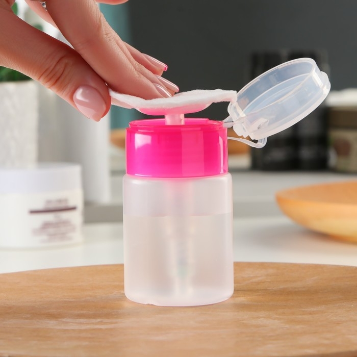 Флакон с помпой, 75 мл, цвет розовый/прозрачный Флакон с помпой, 75 мл, цвет розовый/прозрачный