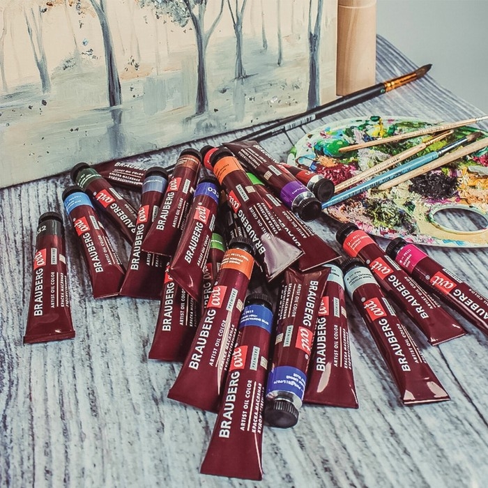 Краска масляная художественная, набор 32 цвета (36 штук) х 22 мл, Brauberg Art Premiere Краска масляная художественная, набор 32 цвета (36 штук) х 22 мл, Brauberg Art Premiere