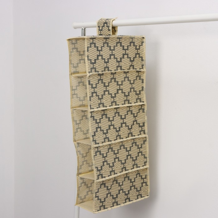 Органайзер подвесной Доляна «Гэтс», 5 отделений, 30×15×70 см, цвет бежевый Органайзер подвесной Доляна «Гэтс», 5 отделений, 30×15×70 см, цвет бежевый