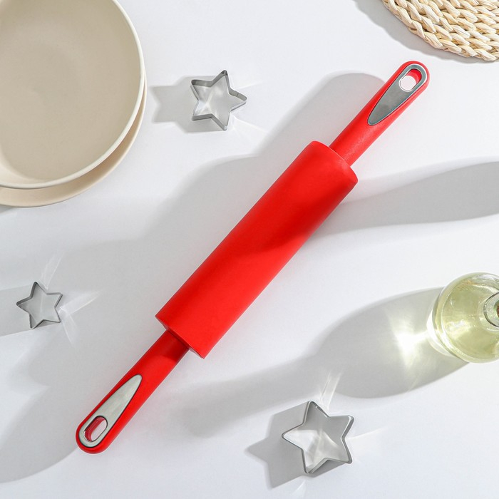 Скалка Доляна «Каппадокия», 43×5 см, рабочая часть 19,5 см, цвет красный Скалка Доляна «Каппадокия», 43×5 см, рабочая часть 19,5 см, цвет красный