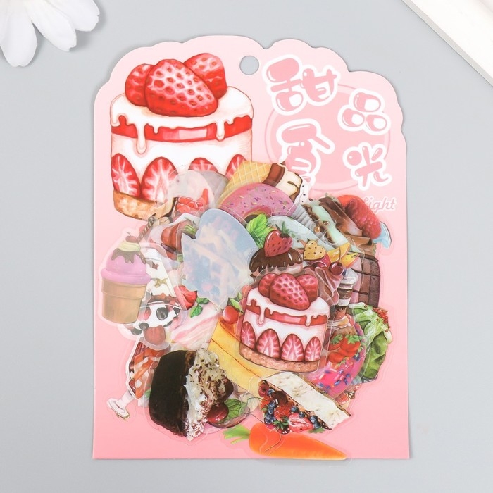 Наклейки для творчества Наклейки для творчества "Легкий десерт" ПВС набор 50 шт 3х2 см