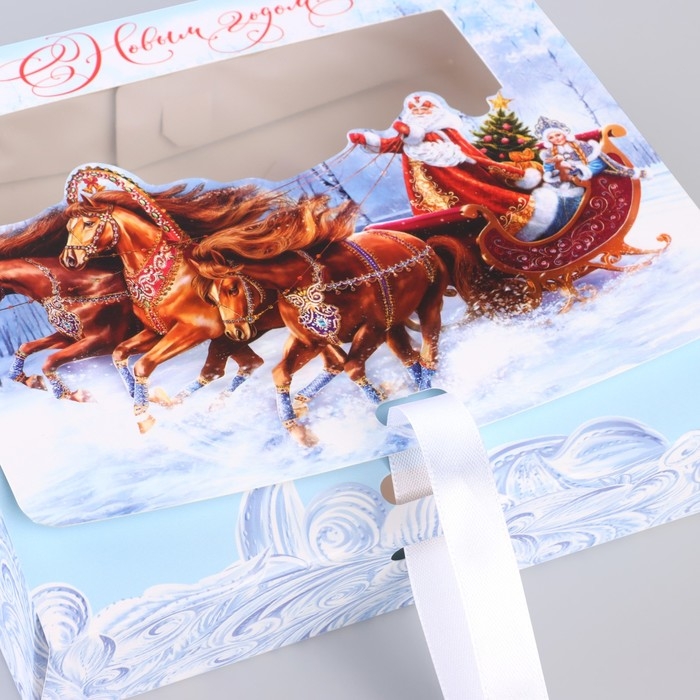 Коробка новогодняя складная «Тройка» 20 х18 х 5 см, Новый год Коробка новогодняя складная «Тройка» 20 х18 х 5 см, Новый год