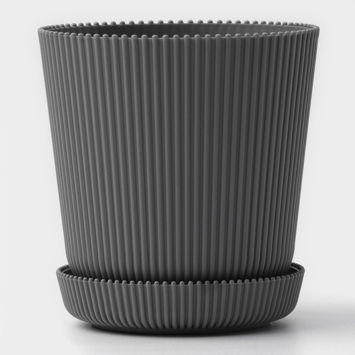 Горшок для цветов с поддоном, 12×11,5 см, цвет серый