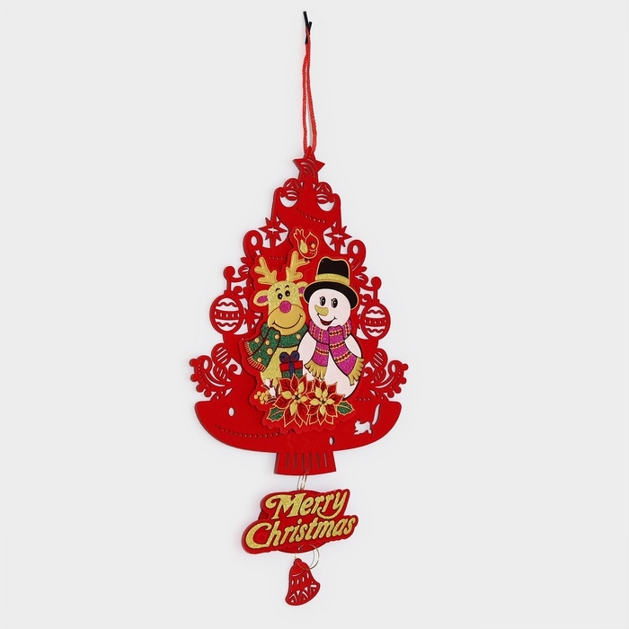 Декоративное украшение (подвеска)  Декоративное украшение (подвеска) "Новогодня ёлка с друзьями" 40,5х25,5 см
