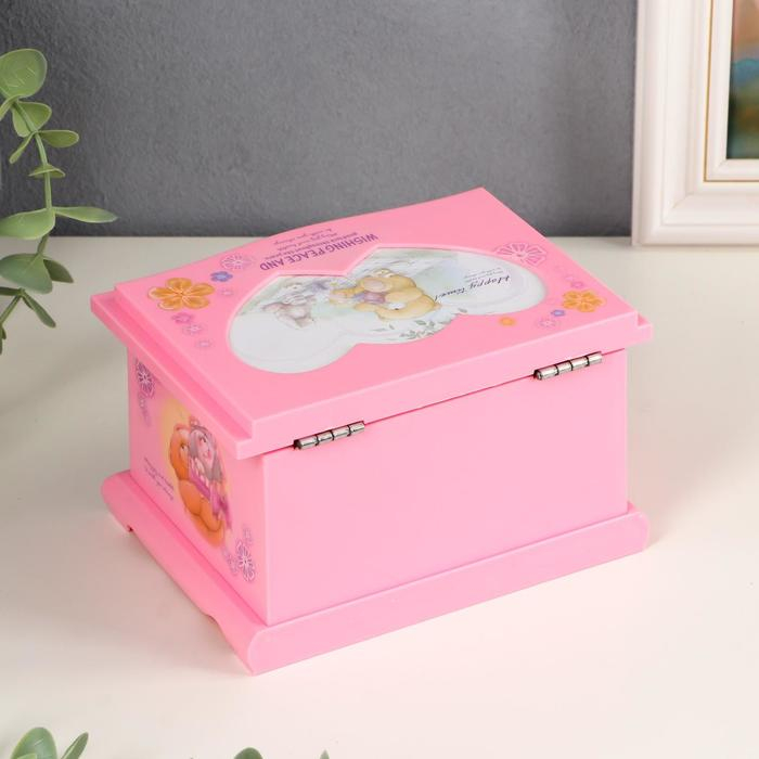 Шкатулка музыкальная Шкатулка музыкальная "Тумбочка розовая мишки" 14,5х9х10,8 см