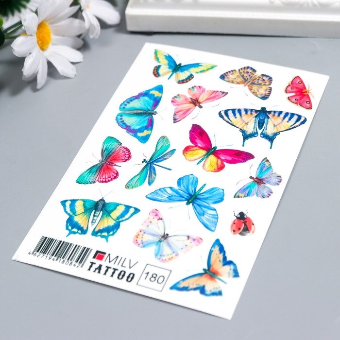 Татуировка на тело Татуировка на тело "Разноцветные бабочки" 10х15 см