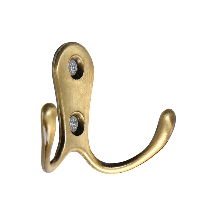 Крючок мебельный ТУНДРА TKD006, двухрожковый, бронза Крючок мебельный ТУНДРА TKD006, двухрожковый, бронза