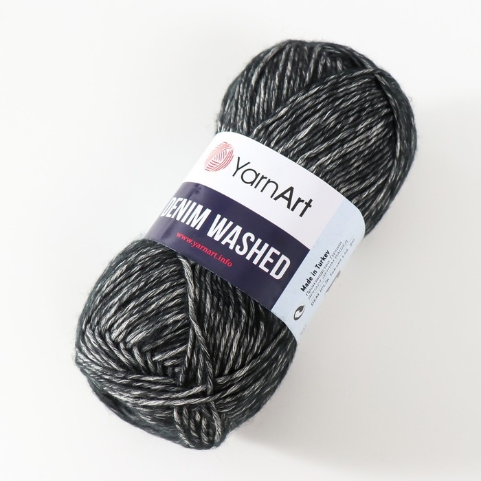 Пряжа Пряжа "Denim Washed" 30% акрил 70% хлопок 130м/50гр (923 чёрный меланж)