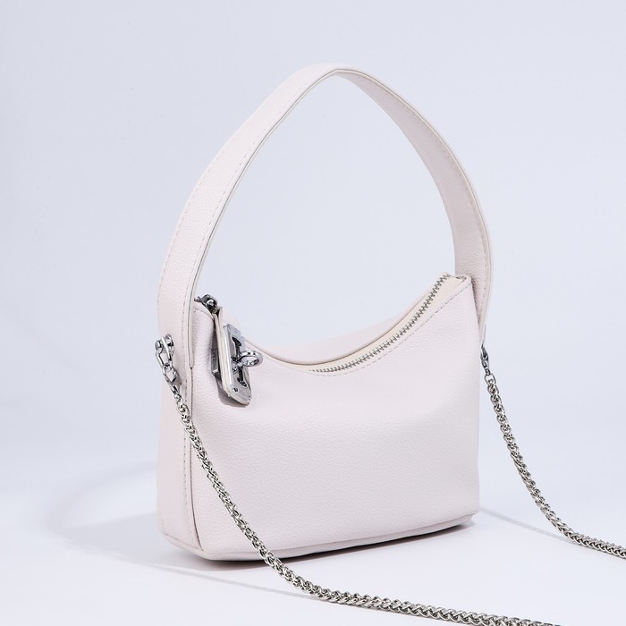 Сумка-багет на молнии, цепочка, цвет белый Сумка-багет на молнии, цепочка, цвет белый