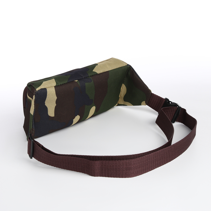 Поясная сумка на молнии, наружный карман, цвет хаки/камуфляж Поясная сумка на молнии, наружный карман, цвет хаки/камуфляж