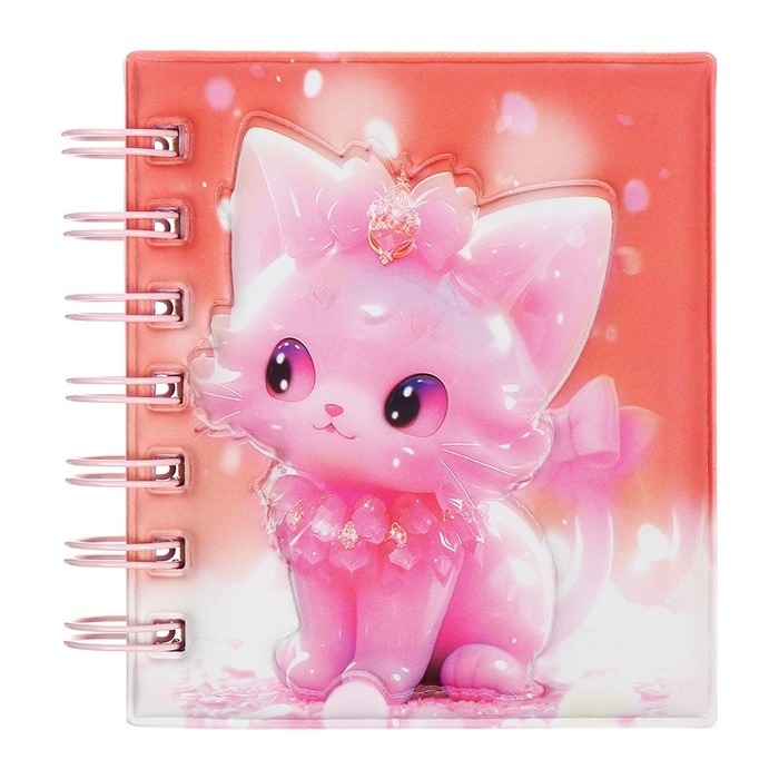 Записная книжка подарочная на гребне 80л,линия, цветной блок,обложка ПВХ 3D Кошка(10х10,5см) 10539 Записная книжка подарочная на гребне 80л,линия, цветной блок,обложка ПВХ 3D Кошка(10х10,5см) 10539