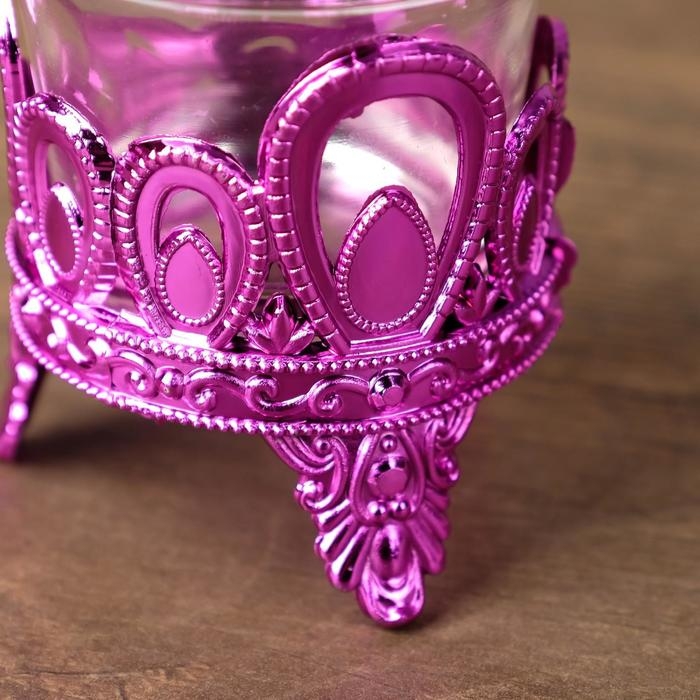 Подсвечник пластик, стекло на 1 свечу  Подсвечник пластик, стекло на 1 свечу "Капельки" розовый 7х6х6 см